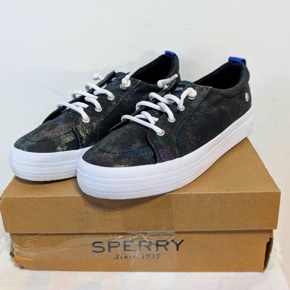 SPERRY TOP SIDER Women’s Sz 4M Black Crest Vibe Platform LaceUp Sneaker MSRP $70